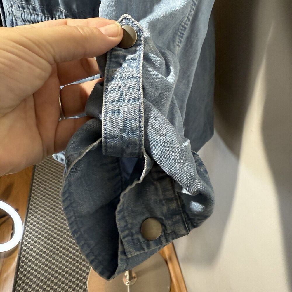 Style & Co Utility Jacket Roll Tab Sleeves Women’s Size XL Blue Chambray - Picture 6 of 9